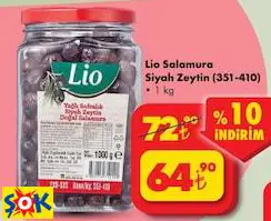 LİO SALAMURA SİYAH ZEYTİN (351-410) 1 KG